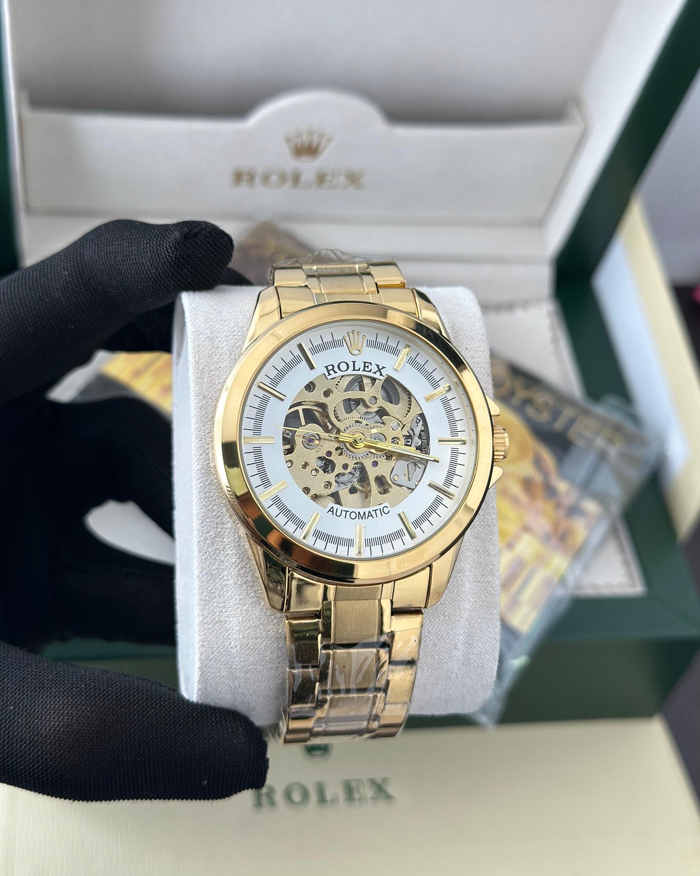 Rolex automatic white and golden premium watch ⌚ Fashionwheel