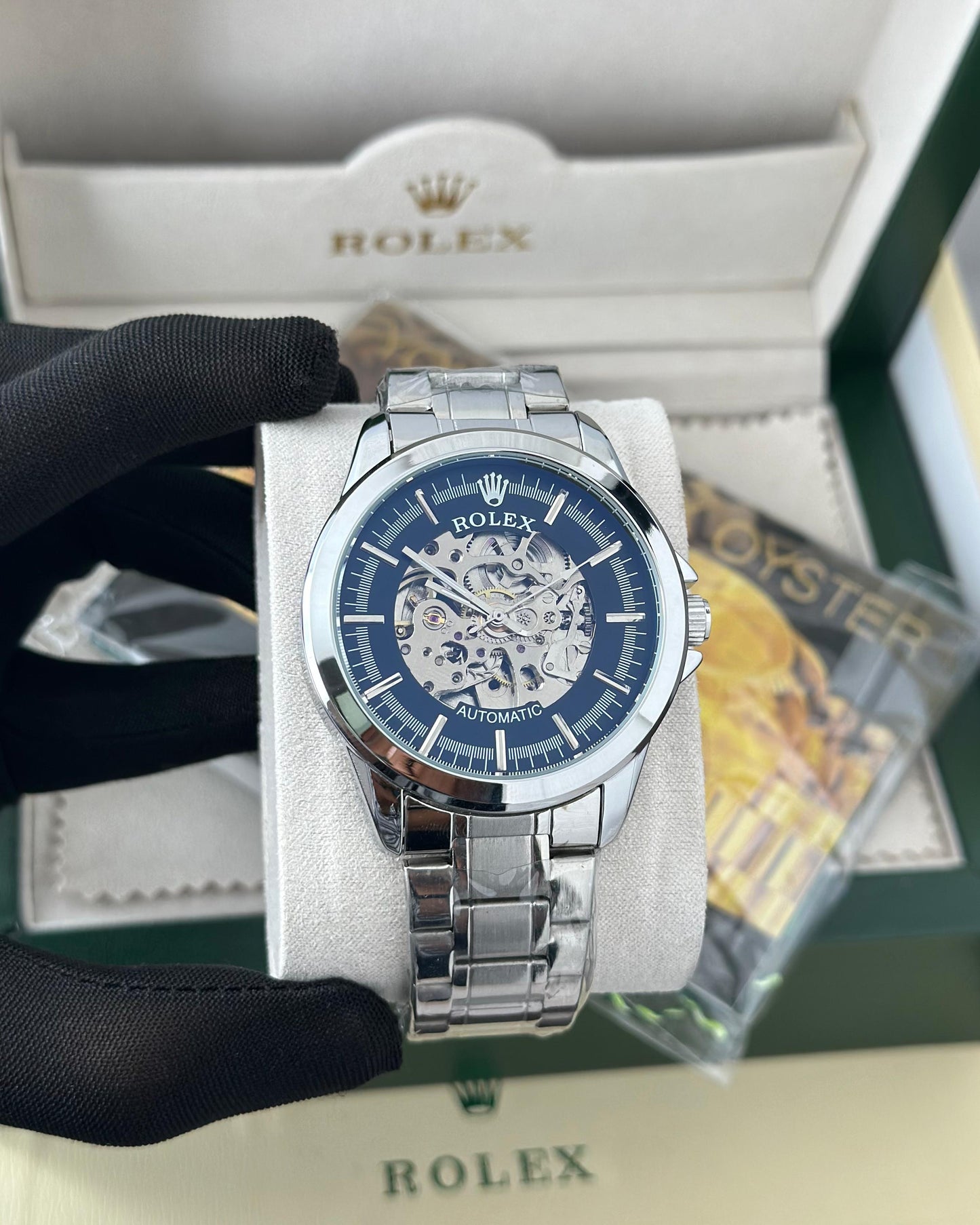 Rolex automatic black and white premium watch ⌚ Fashionwheel