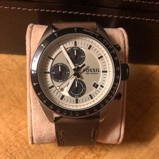 Fossil decker chronograph brown leather watch Fashionwheel