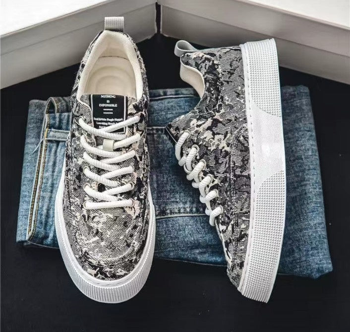 Fashion Spring Fabric Printed Black Sneakers Fashionwheel