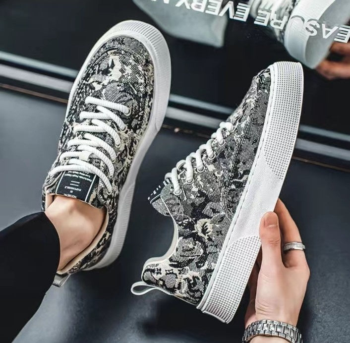 Fashion Spring Fabric Printed Black Sneakers Fashionwheel