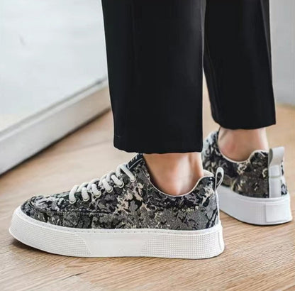 Fashion Spring Fabric Printed Black Sneakers Fashionwheel