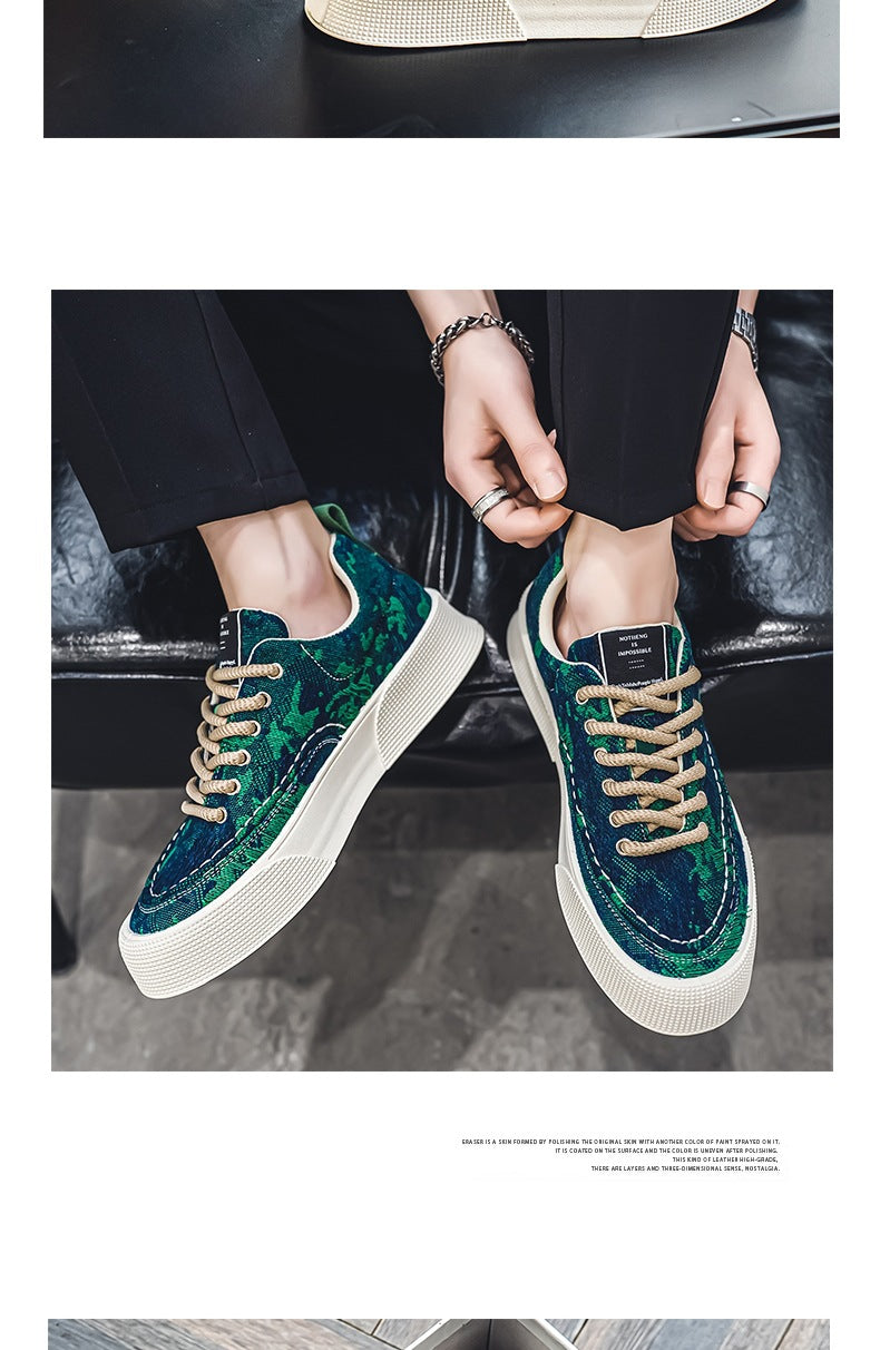 Fashion Spring Fabric Printed Green Sneakers Fashionwheel