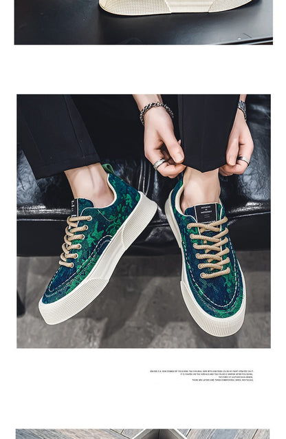 Fashion Spring Fabric Printed Green Sneakers Fashionwheel