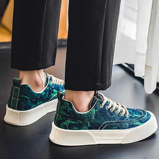 Fashion Spring Fabric Printed Green Sneakers Fashionwheel