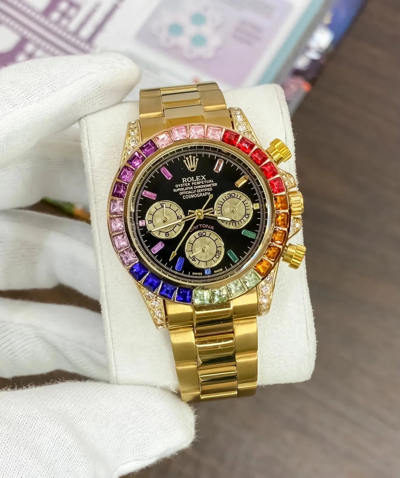 ROLEX Daytona Rainbow Analog Watch Fashionwheel