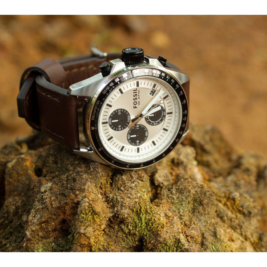 Fossil decker chronograph brown leather watch Fashionwheel