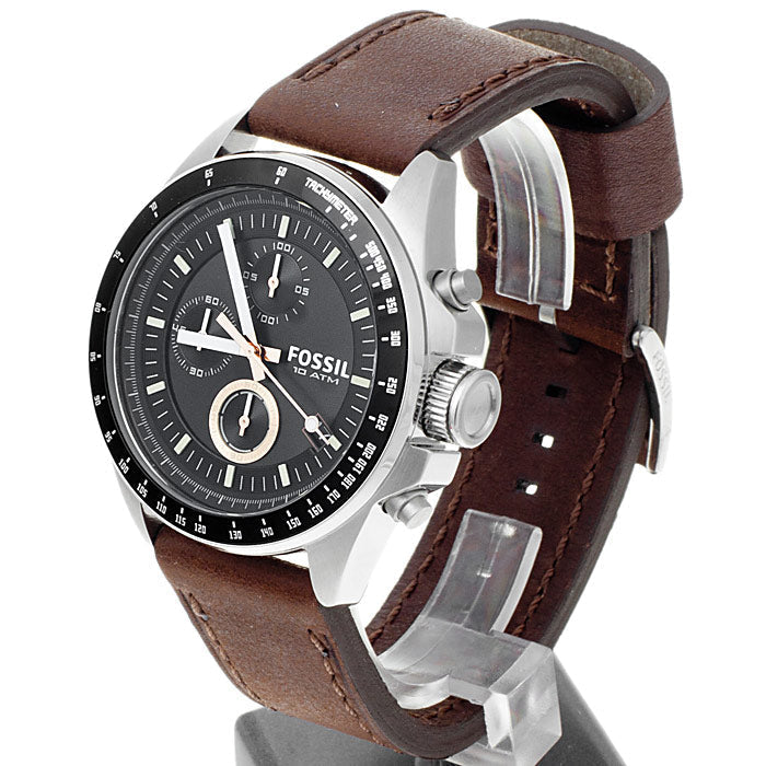Fossil decker chronograph brown leather watch Fashionwheel