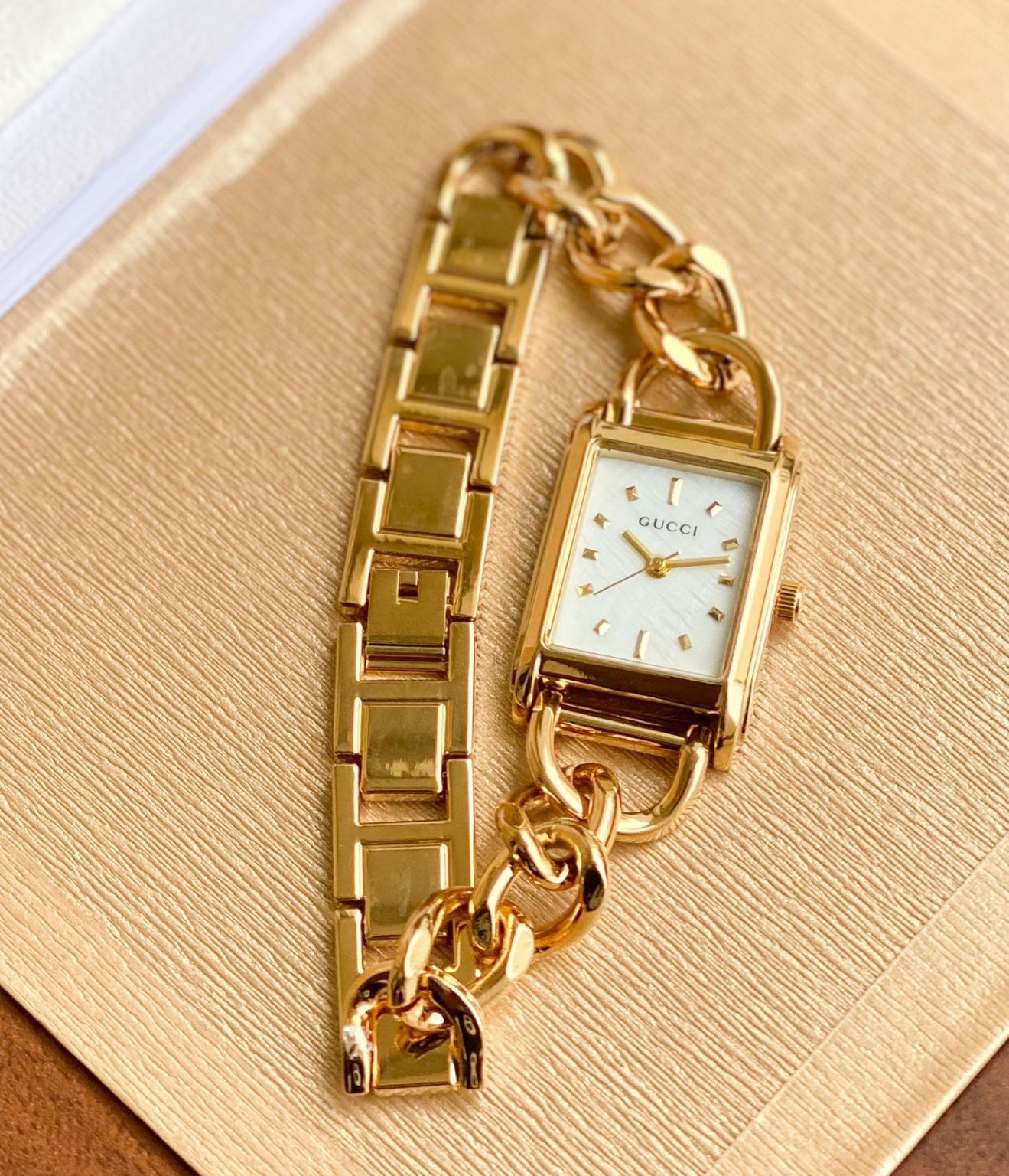 Gucci Rectangular Golden Women Watch Fashionwheel