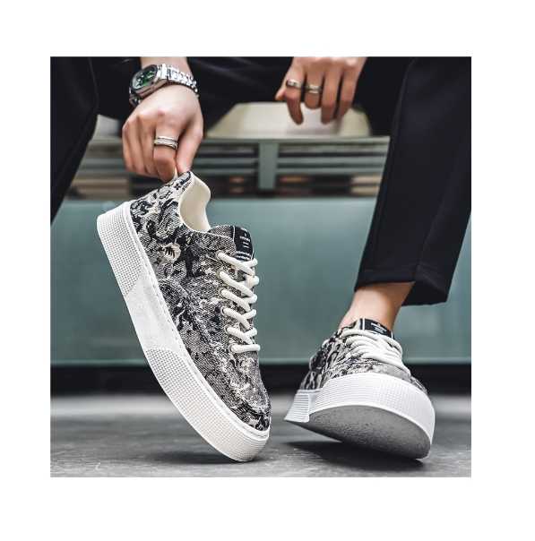 Fashion Spring Fabric Printed Black Sneakers Fashionwheel
