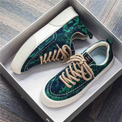 Fashion Spring Fabric Printed Green Sneakers Fashionwheel