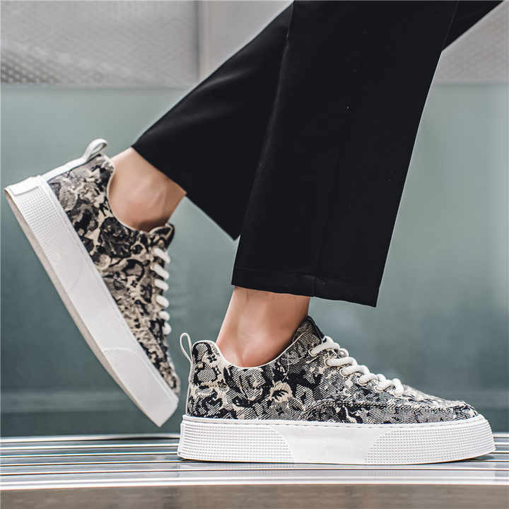Fashion Spring Fabric Printed Black Sneakers Fashionwheel