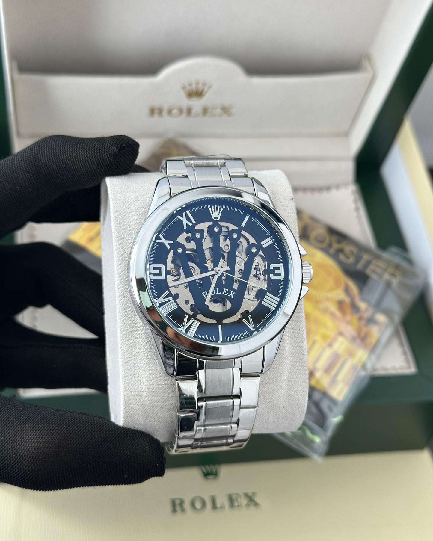 Rolex automatic black & white premium watch ⌚ Fashionwheel