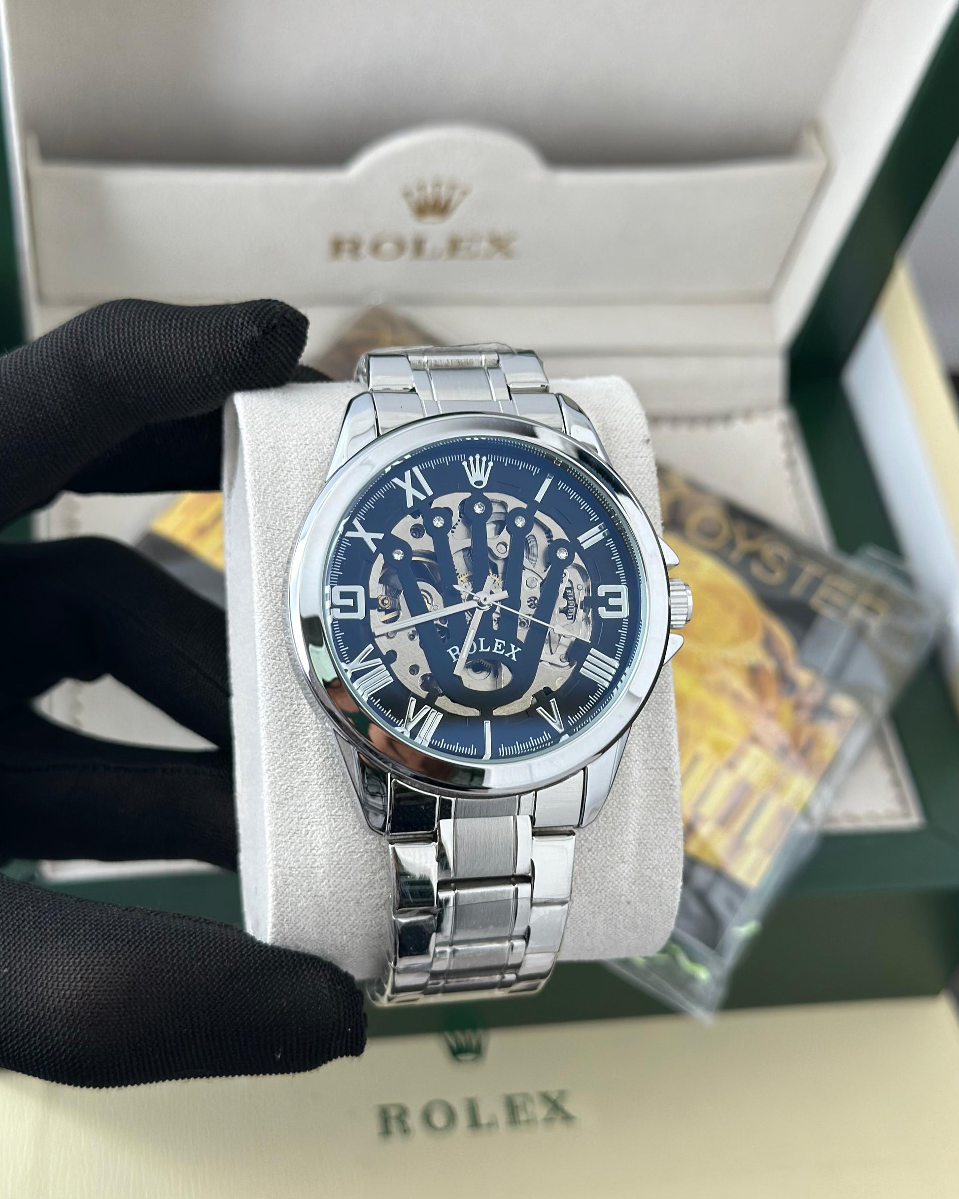 Rolex automatic black & white premium watch ⌚ Fashionwheel