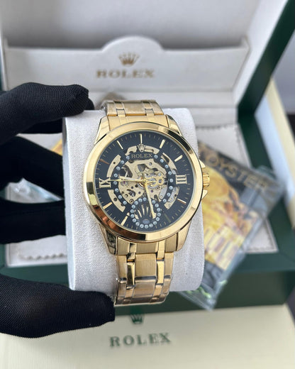 Rolex automatic black & golden premium watch Fashionwheel