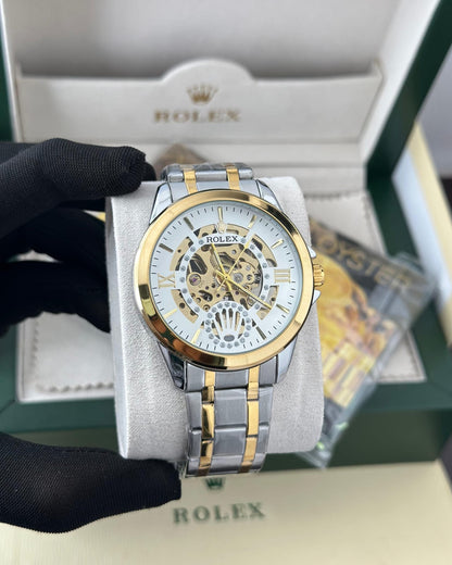 Rolex automatic golden & white premium watch ⌚ Fashionwheel