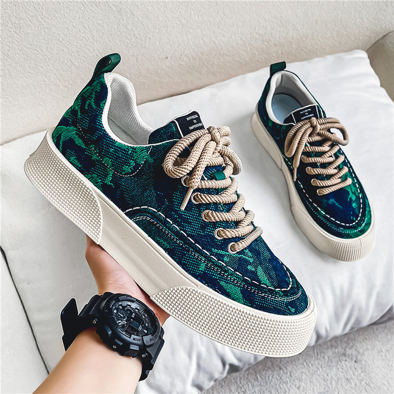 Fashion Spring Fabric Printed Green Sneakers Fashionwheel