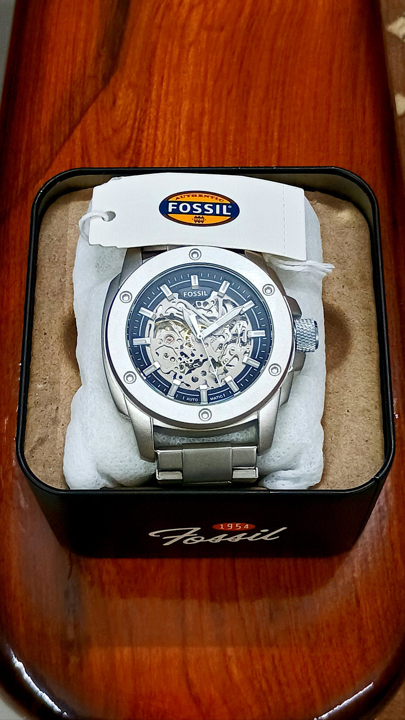 Fossil Automatic Stainless Steel Silver & Black Watch Fashionwheel
