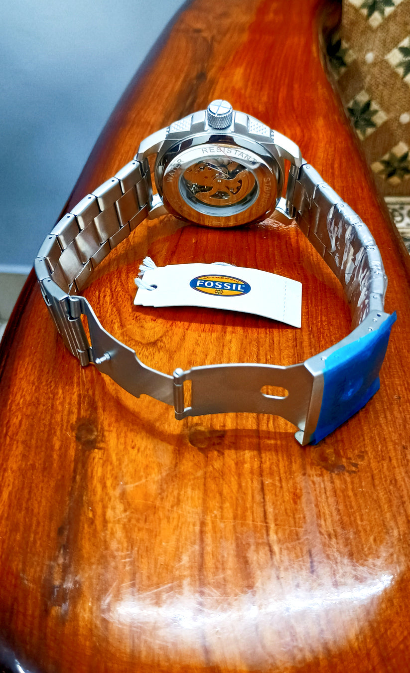 Fossil Automatic Stainless Steel Silver & Black Watch Fashionwheel