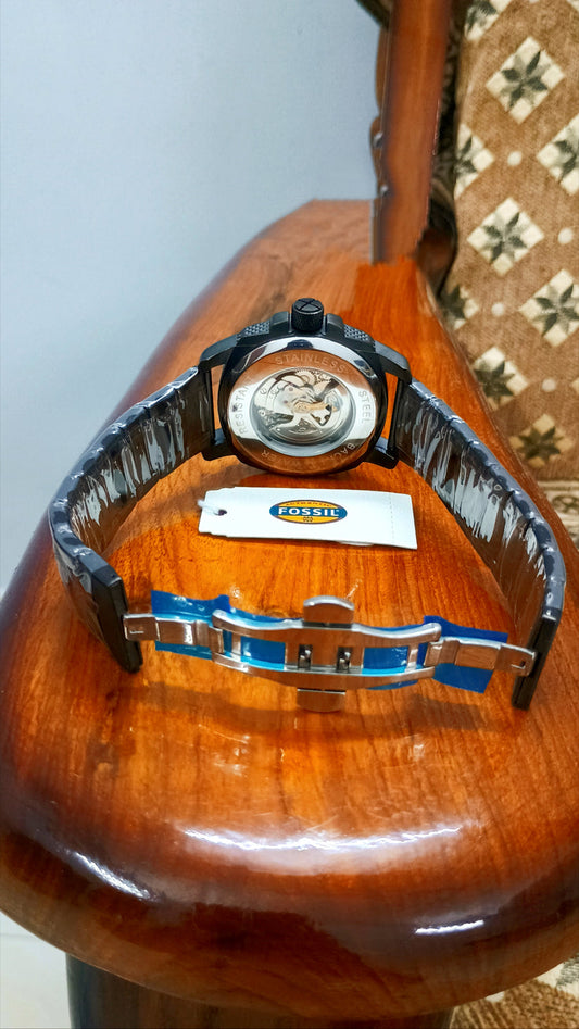 Fossil Automatic Stainless Steel Silver & Black Watch Fashionwheel