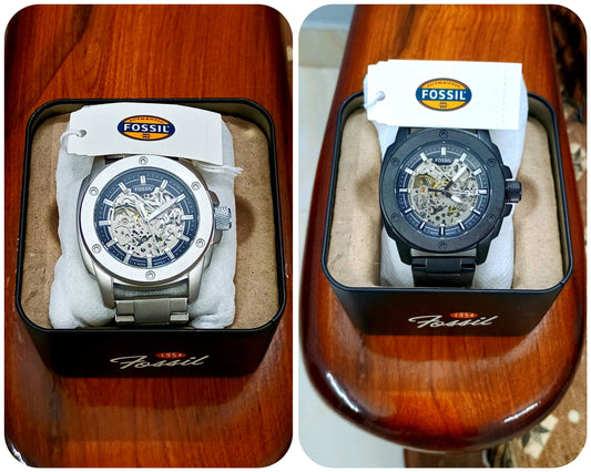 Fossil Automatic Stainless Steel Silver & Black Watch Fashionwheel