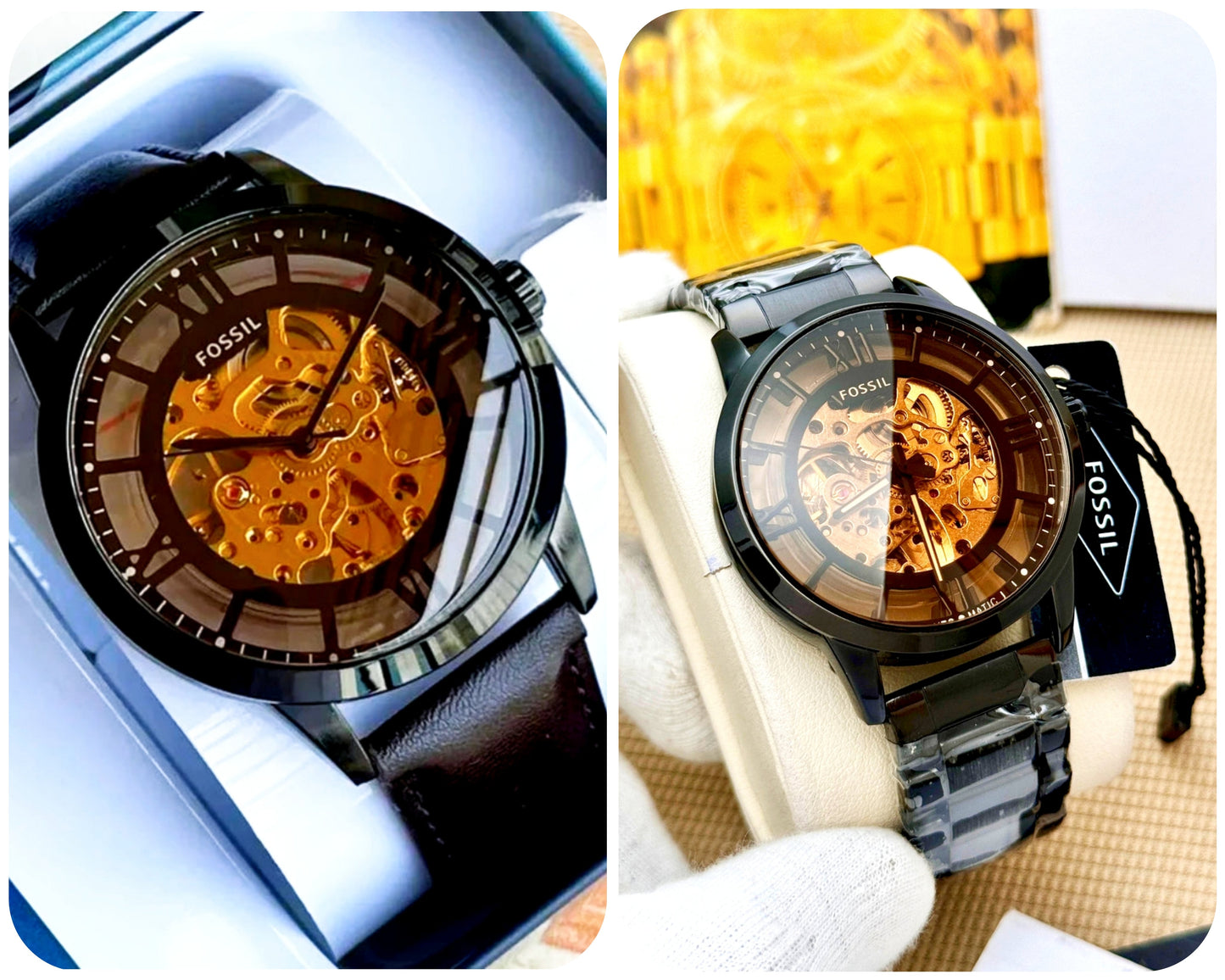 Fossil Automatic Townsman Leather & Stainless Steel Fashionwheel