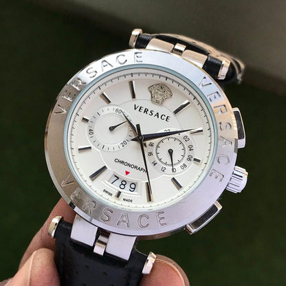 Versace Watch With Leather Strap Fashionwheel
