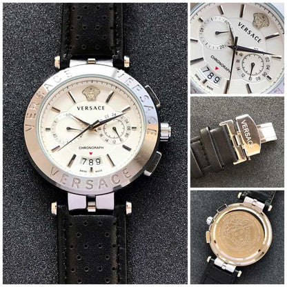 Versace Watch With Leather Strap Fashionwheel