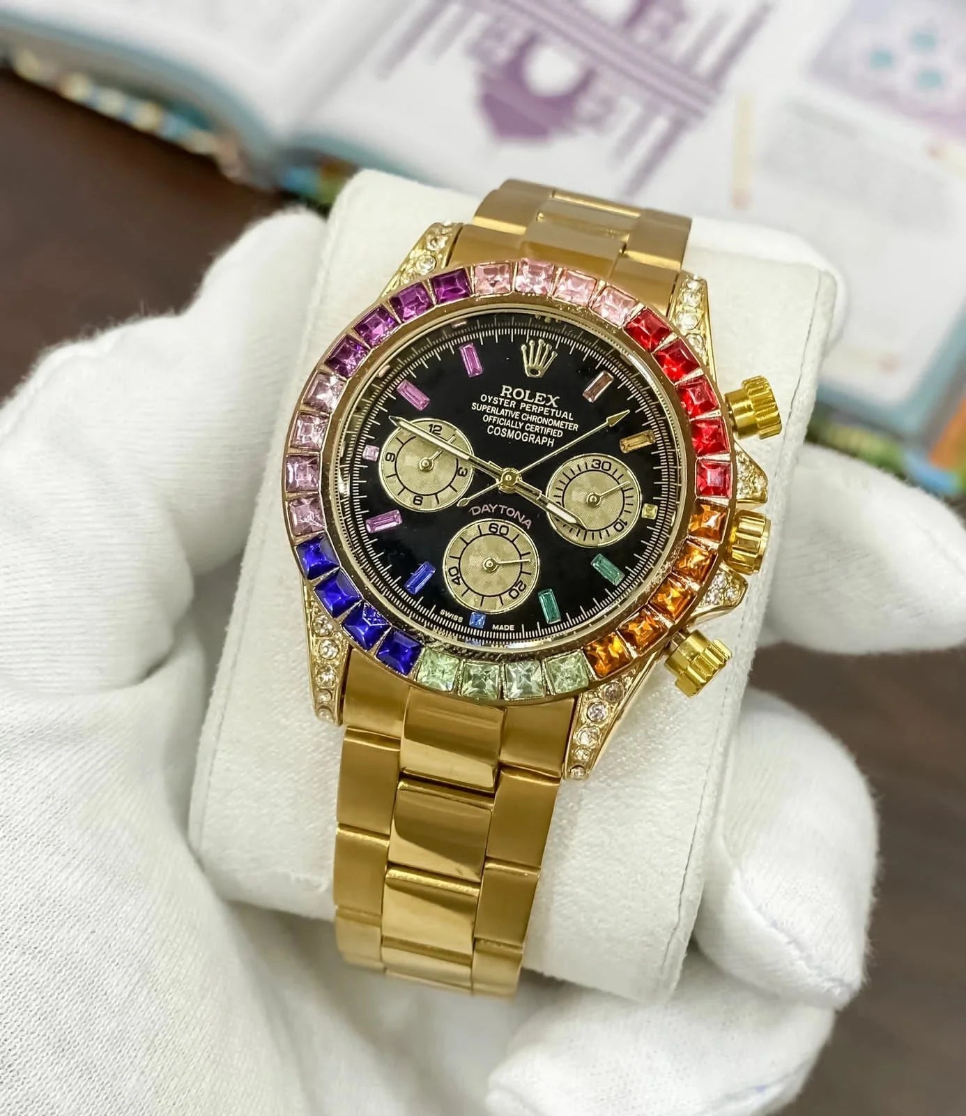 ROLEX Daytona Rainbow Analog Watch Fashionwheel