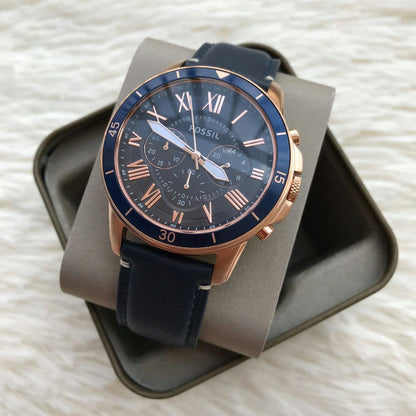 Fossil Men Leather Sport Analog Blue dial Fashionwheel