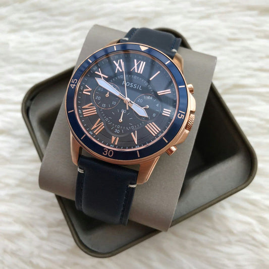 Fossil Men Leather Sport Analog Blue dial Fashionwheel