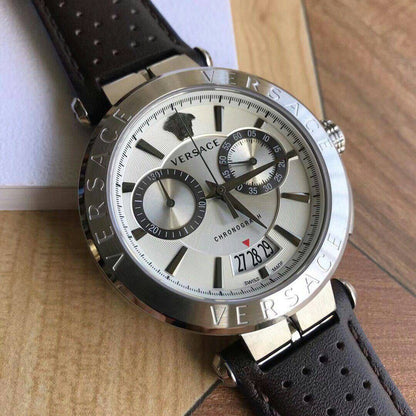 Versace Watch With Leather Strap Fashionwheel