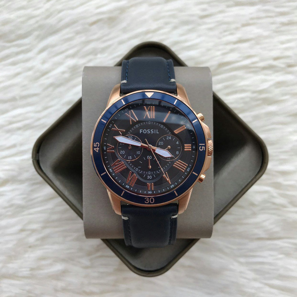 Fossil Men Leather Sport Analog Blue dial Fashionwheel